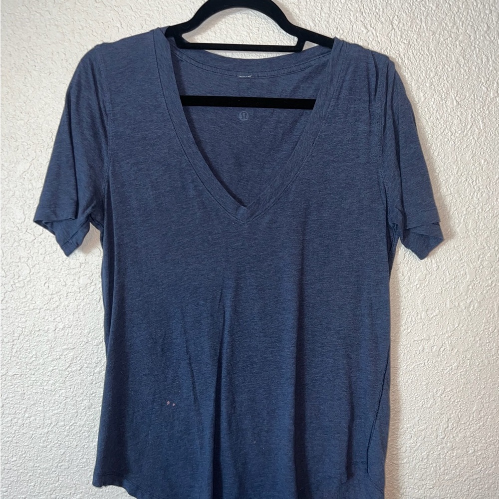 lululemon athletica Navy Deep V Short Sleeve Tee